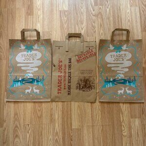 Trader Joe’s Paper Bag NEW Holiday Limited 2025 Set of 2 & 1 regular bag